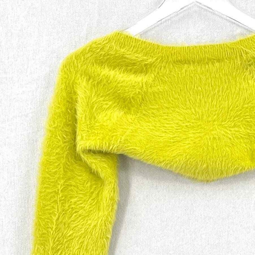 ALICE + OLIVIA Luetta Shrug Only Women Small Neon Lime Fuzzy Cropped Long Sleeve - Picture 11 of 13